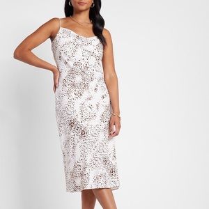 Express Rachel Zoe Printed Satin Cowl Neck Midi Slip Dress